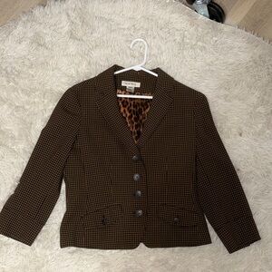 Nine West Women's Brown Checkered Blazer